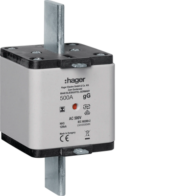 NH-Sicherungseinsatz NH3 gG 500V 500A Kombi-Melder mit isolierter Grifflasche | Hager