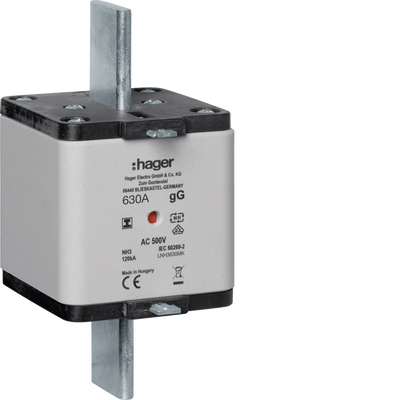 NH-Sicherungseinsatz NH3 gG 500V 630A Kombi-Melder mit isolierter Grifflasche | Hager