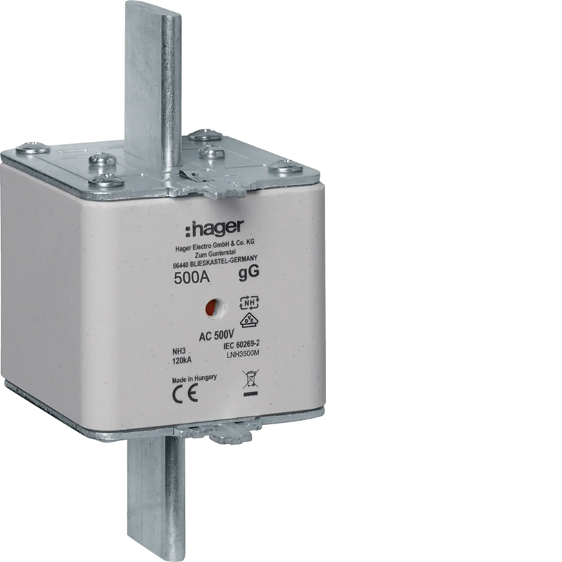 NH-Sicherungseinsatz NH3 gG AC500V 500A Kombi-Melder mit Metall-Grifflasche | Hager