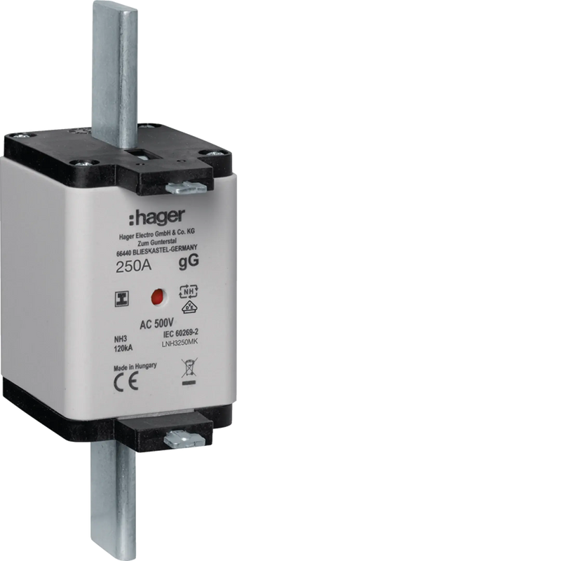 NH-Sicherungseinsatz NH3C gG 500V 250A Kombi-Melder mit isolierter Grifflasche | Hager