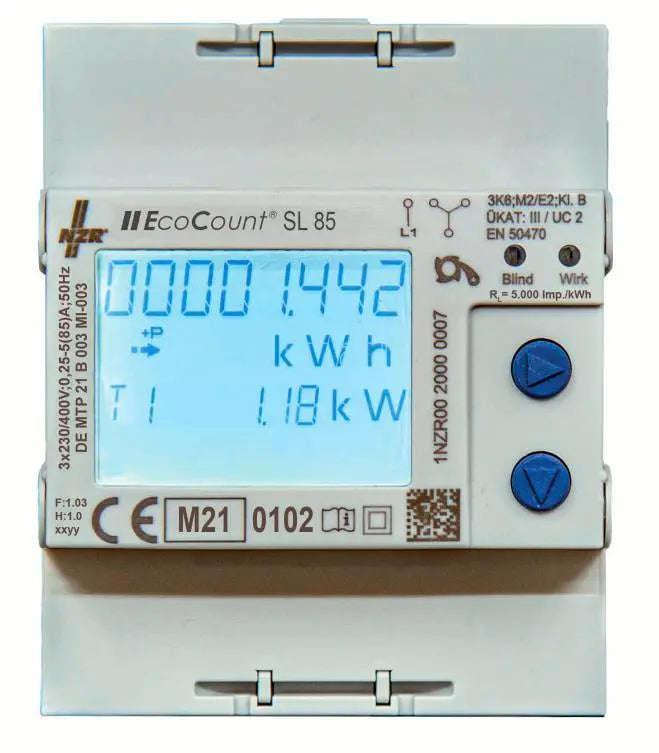 NZR 33420218 EcoCount SL 85A MID geeicht – Digitaler Drehstromzähler Hutschiene | NZR