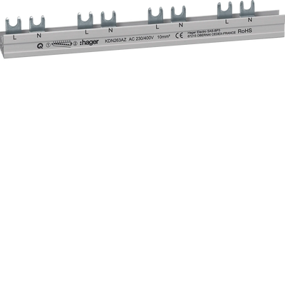 Phasenschiene 2P Gabelanschluss 10 mm² für ARFxxxD 12 Module | Hager
