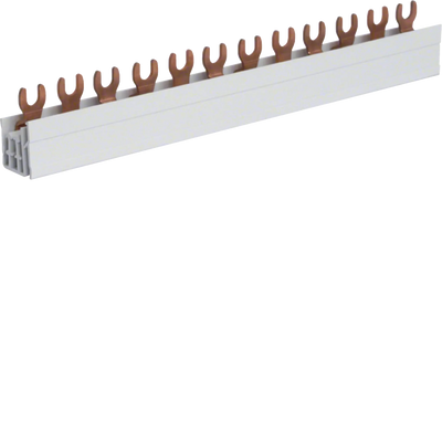 Phasenschiene 3 polig mit Gabelanschluss 10mm² 63A 12 Module | Hager