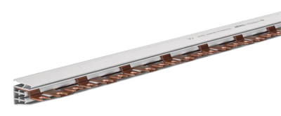 Phasenschiene 3 polig mit Gabelanschluss 16mm² 80A 57 Module | Hager