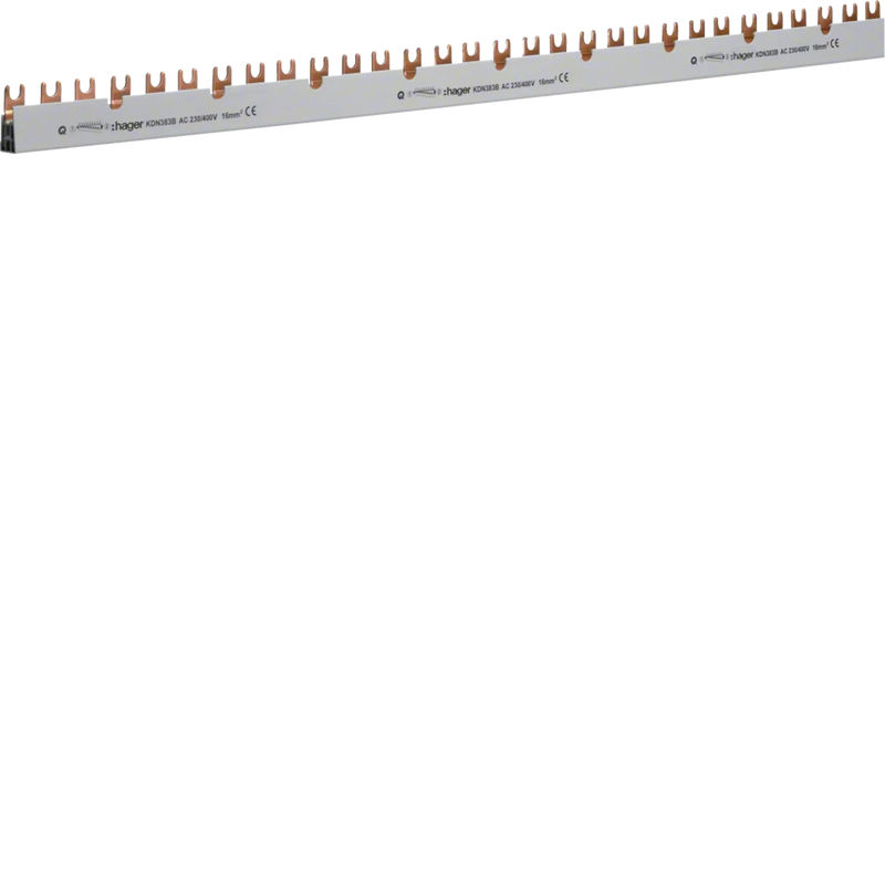 Phasenschiene 3 polig mit Hilfsschalter, Gabelanschluss 16mm² 80A 48 Module | Hager