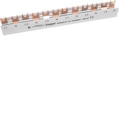 Phasenschiene 3 polig+N mit Gabelanschluss 16mm² 80A 12 Module