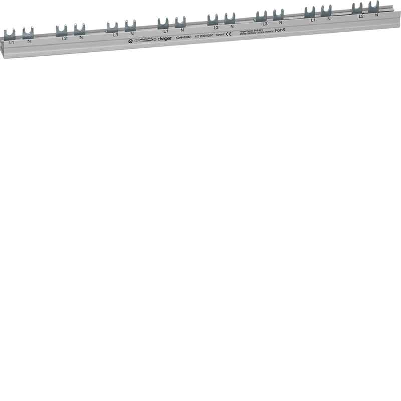 Phasenschiene 3P+N Gabelanschluss 10 mm² für ARFxxxD 24 Module | Hager