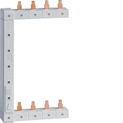 Phasenschiene senkrecht 63A links/rechts (sym.) L1L2L3N zu L1L2L3N 125mm 2-reihi | Hager