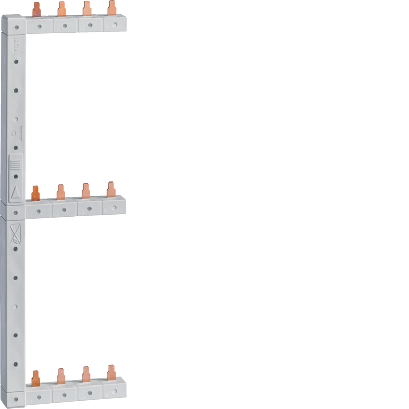 Phasenschiene senkrecht 63A links/rechts (sym.) L1L2L3N zu L1L2L3N 125mm 3-reihi | Hager