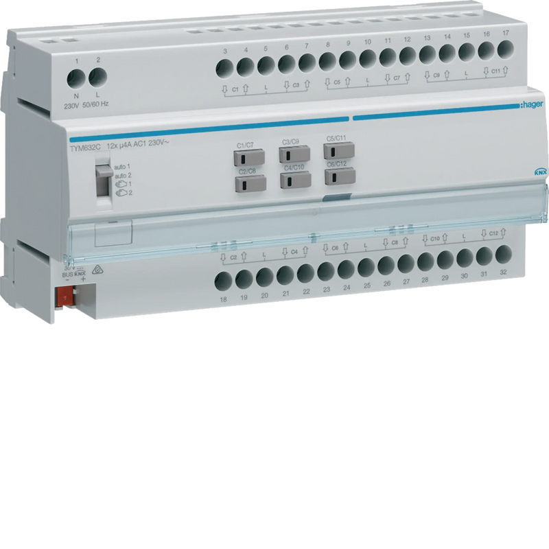 Rollladen-/Jalousieaktor 12-fach KNX, 230V | Hager