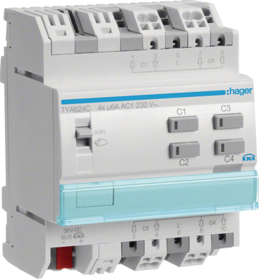 Rollladen-/Jalousieaktor 4-fach KNX, 230V | Hager