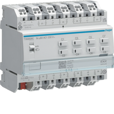 Rollladen-/Jalousieaktor 8fach KNX Secure, 230V | Hager