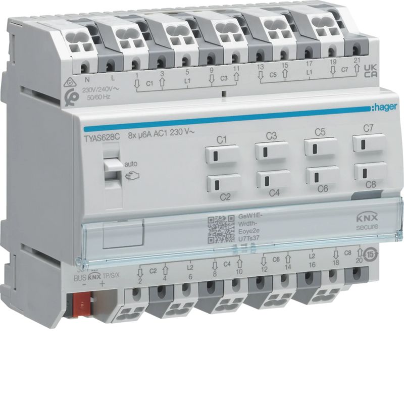 Rollladen-/Jalousieaktor 8fach KNX Secure, 230V | Hager