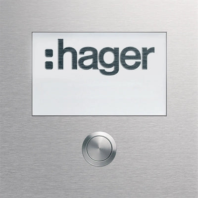 Rund-Taster Modul 1 WE mit LED-Namensschild gross EB Edelstahl matt modular | Hager