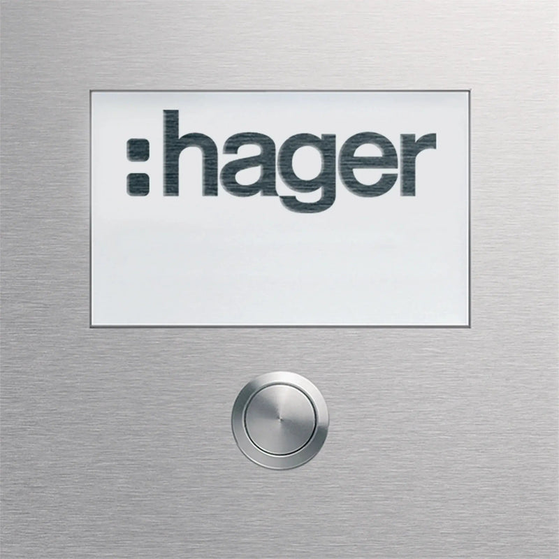 Rund-Taster Modul 1 WE mit LED-Namensschild gross EB Edelstahl matt modular | Hager