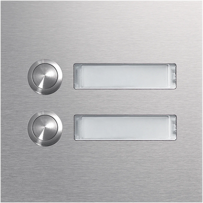 Rund-Taster Modul 2 WE mit LED-Namensschild EB Edelstahl matt modular | Hager
