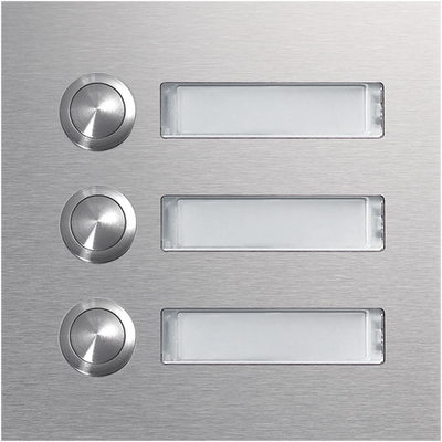 Rund-Taster Modul 3 WE mit LED-Namensschild EB Edelstahl matt modular | Hager
