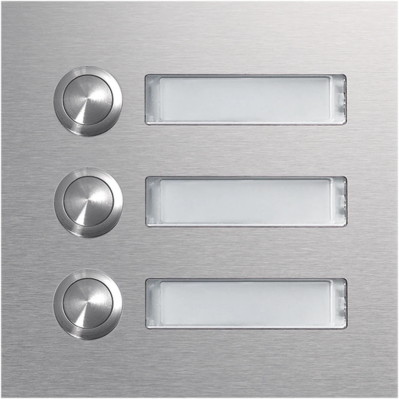 Rund-Taster Modul 3 WE mit LED-Namensschild EB Edelstahl matt modular | Hager