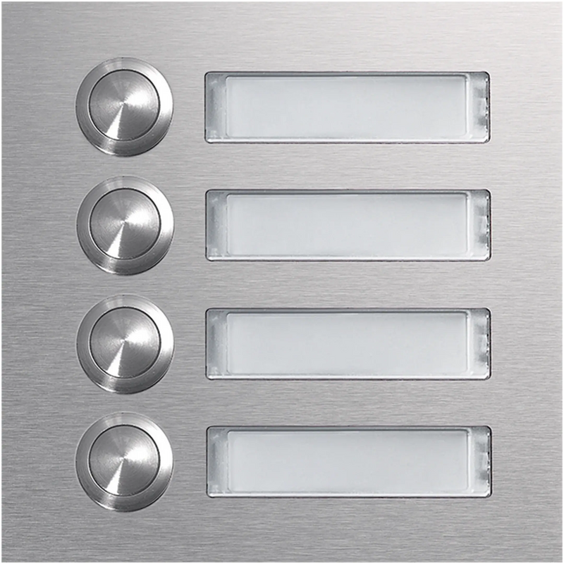 Rund-Taster Modul 4 WE mit LED-Namensschild EB Edelstahl matt modular | Hager