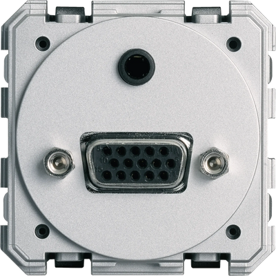 SUB-D15 (VGA+minijack)-Steckdose, Schraubklemmen, 2 Modulbreiten 45x45 mm, eg | Hager