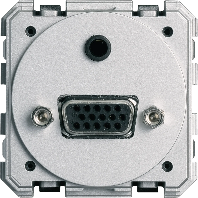 SUB-D15 (VGA+minijack)-Steckdose, Schraubklemmen, 2 Modulbreiten 45x45 mm, eg | Hager