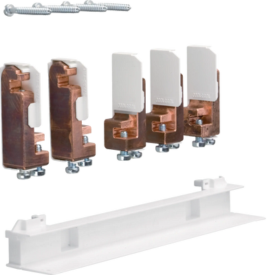Sammelschienenverbinder, univ.Z, Feld/Feld, ungl. Niveau, 5-p, CU 12x5mm, 250A | Hager