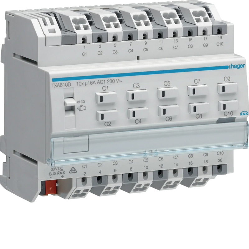 Schalt-/Jalousieaktor 10/5-fach KNX easy, 16A, C-Last | Hager