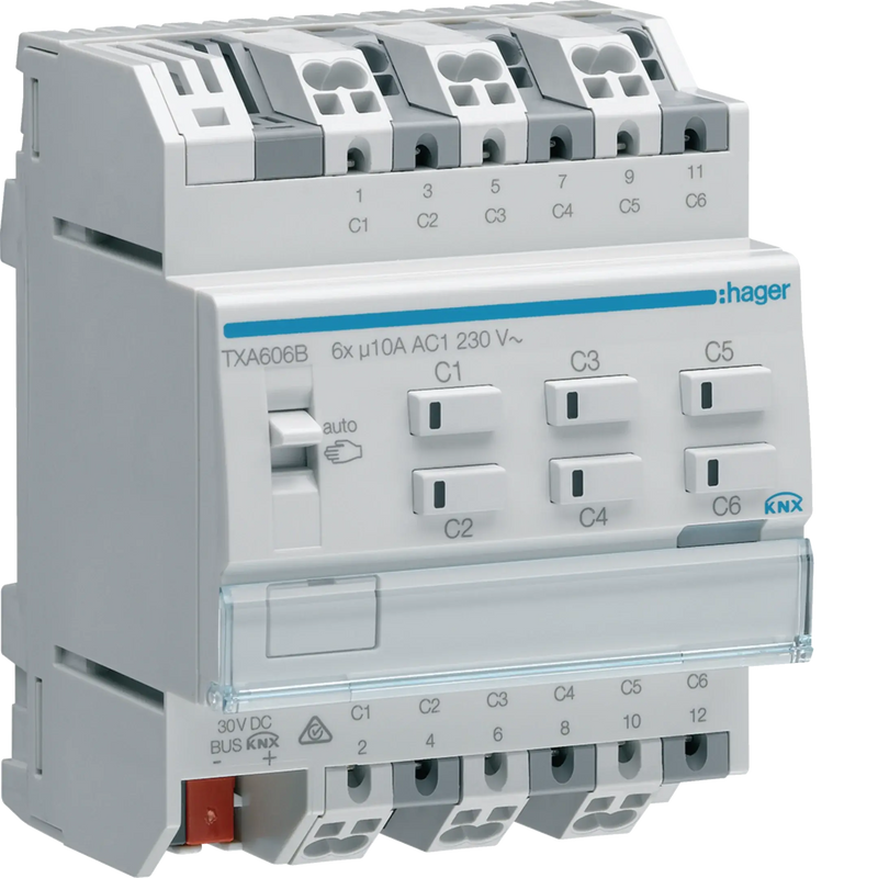Schalt-/Jalousieaktor 6/3-fach KNX easy, 10A | Hager