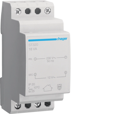 Sicherheitstrafo 230V/12V 18VA 2PLE | Hager
