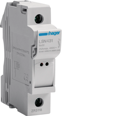 Sicherungselement 1P 25A 400V L32 1M mit Leuchte | Hager