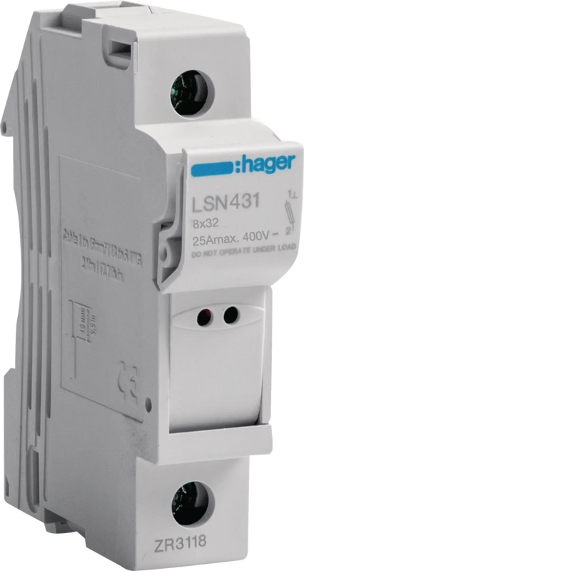 Sicherungselement 1P 25A 400V L32 1M mit Leuchte | Hager