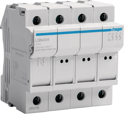 Sicherungselement 3P+N 25A 400V L32 4M | Hager