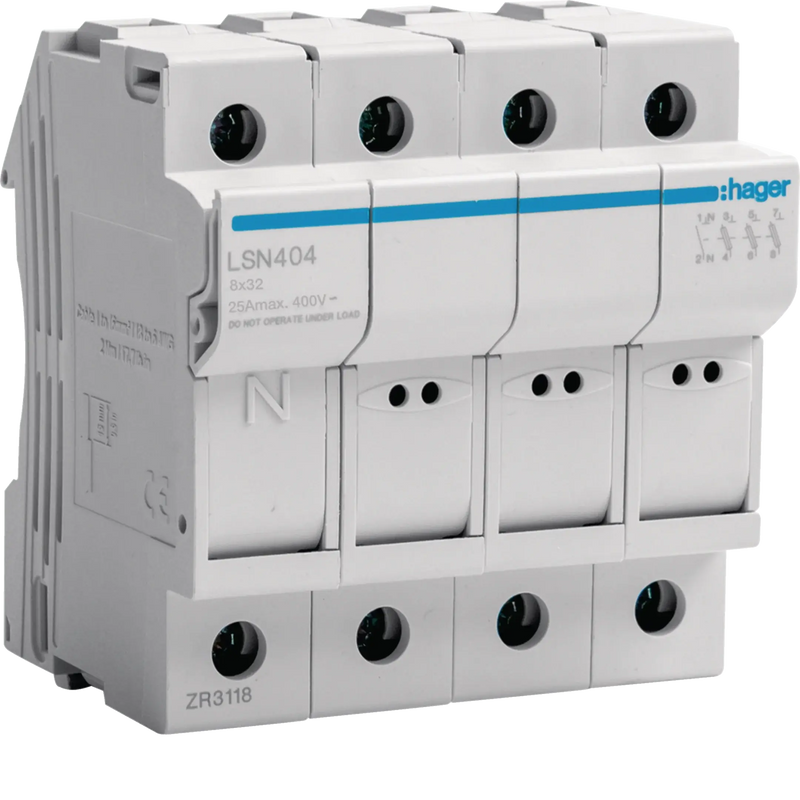 Sicherungselement 3P+N 25A 400V L32 4M | Hager