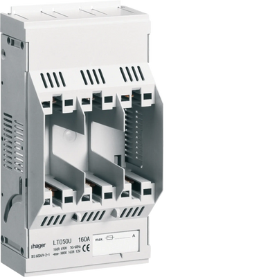 Sicherungsunterteil NH00 3x160A Aufbau Zu + Ab: Rahmenklemme 70 mm² | Hager