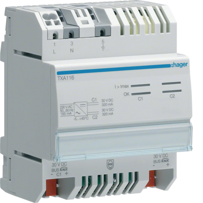 Spannungsversorgung KNX mit 2 Ausgängen inkl. 2 Drosseln, 2x320mA | Hager