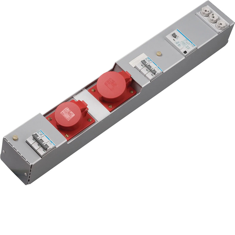 Steckdosenleiste, KVS, CEE 32A 5p, CEE 16 A 5p, 1 x D02-Sicherungssockel | Hager