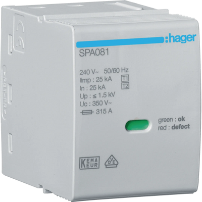 Steckmodul L-N/PEN Uc 350V Iimp 25kA Up 1.5kV für SPA80x | Hager