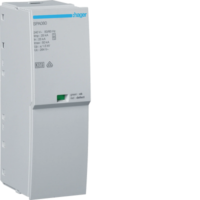 Steckmodul T1+T2 1P Uc 264V Iimp 25kA Up 1.5kV für SPA180 | Hager