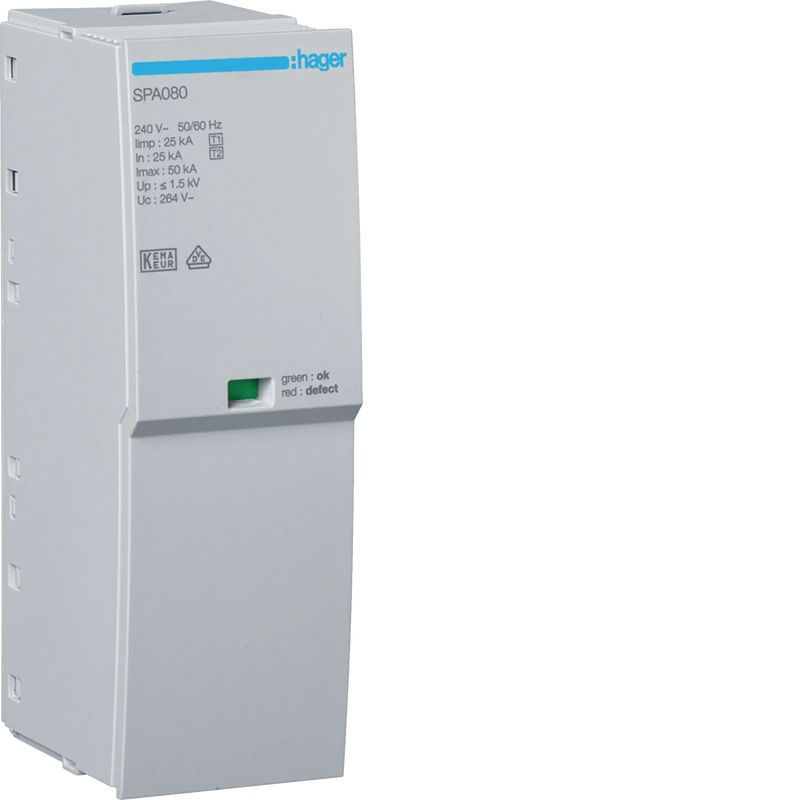 Steckmodul T1+T2 1P Uc 264V Iimp 25kA Up 1.5kV für SPA180 | Hager