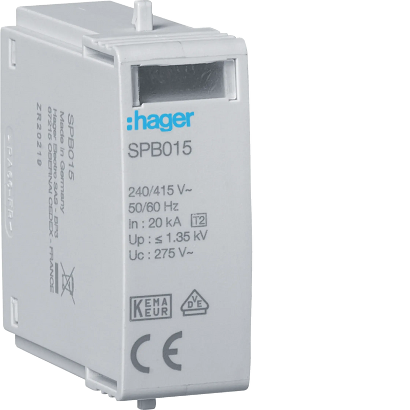 Steckmodul T2 L-N Uc 275V Imax 40kA Up 1.35kV | Hager