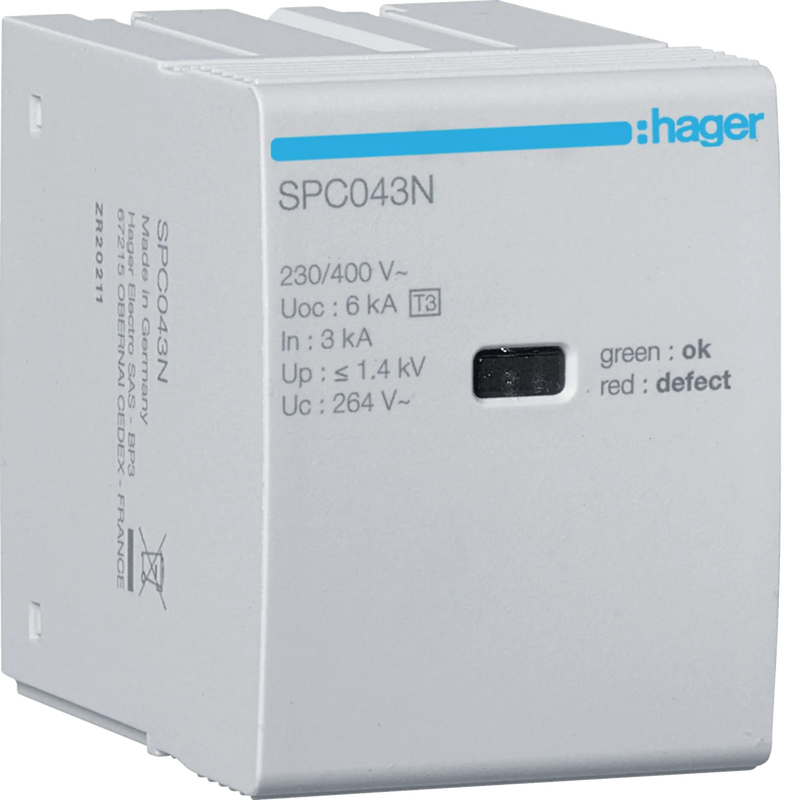 Steckmodul T3 N-PE Uc 264V In 3kA Uoc 6kV Up 1.4kV | Hager