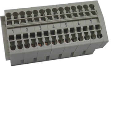 Steuerleitungsklemme, univ.Z, 7x2, 5 mm², für Hutschiene 35mm, 4 Anschlüsse/Pol | Hager