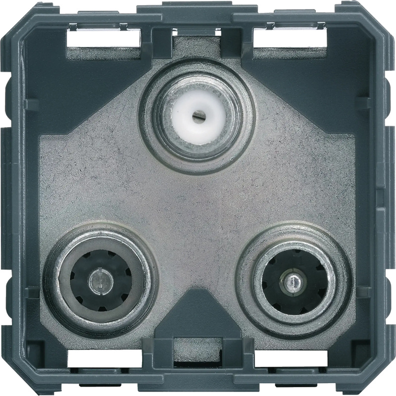 TV + FM + SAT-Steckdose, Bandbreite 4-2400 MHz, 2 Modulbreiten 45x45 mm | Hager