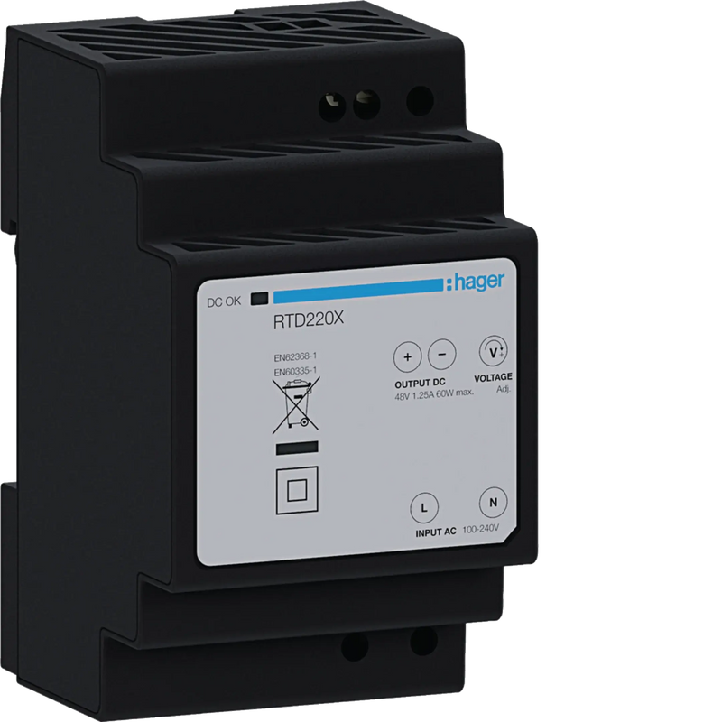 Trafo 230V/48V 60VA, 3 Teilungseinheiten, intercom | Hager