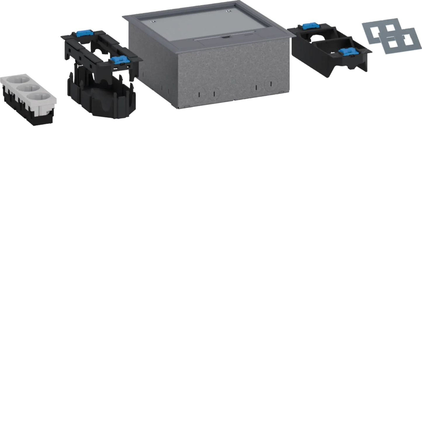 UD-ZuHause Bodendosenset m bestückter Versorgungseinheit Q06 Belag T=5mm RAL7011 | Hager