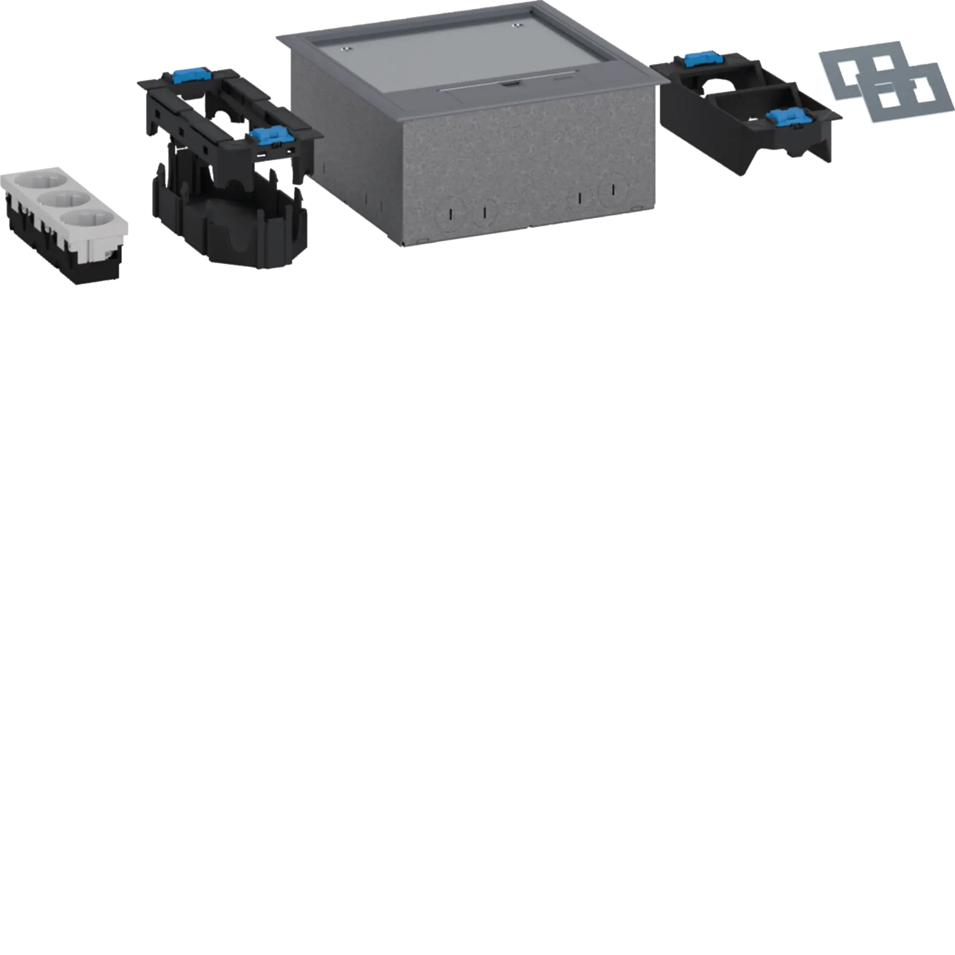 UD-ZuHause Bodendosenset m bestückter Versorgungseinheit Q06 Belag T=5mm RAL7011 | Hager