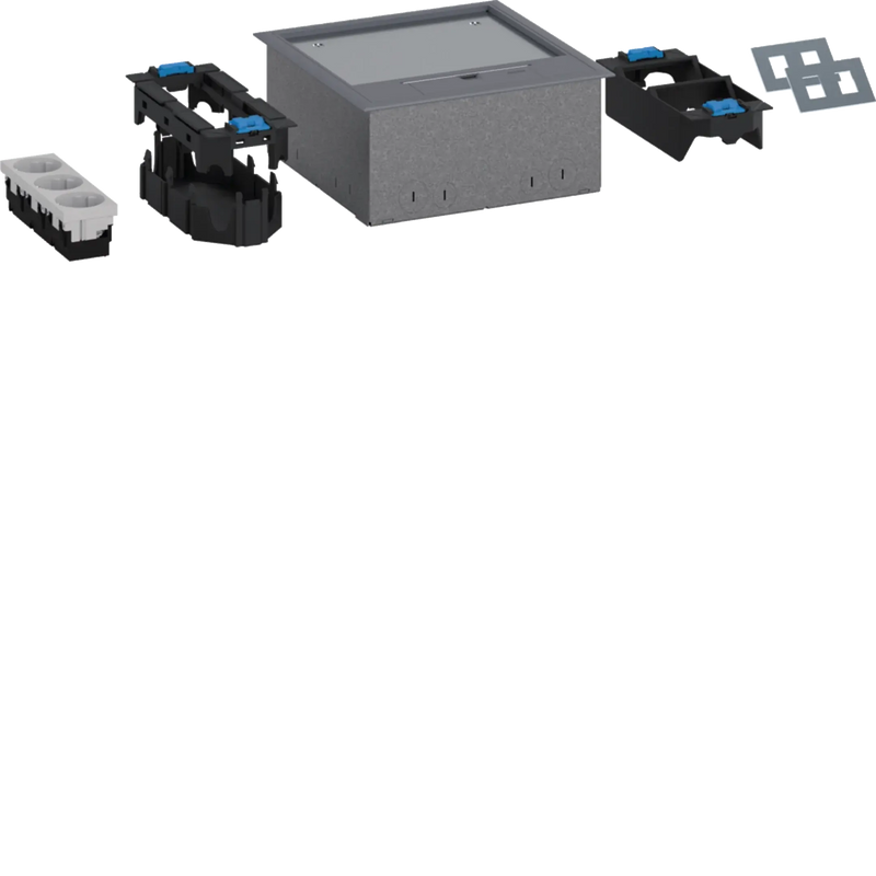 UD-ZuHause Bodendosenset m bestückter Versorgungseinheit Q06 Belag T=5mm RAL7011 | Hager