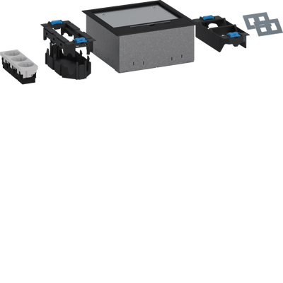 UD-ZuHause Bodendosenset m bestückter Versorgungseinheit Q06 Belag T=5mm RAL9005 | Hager