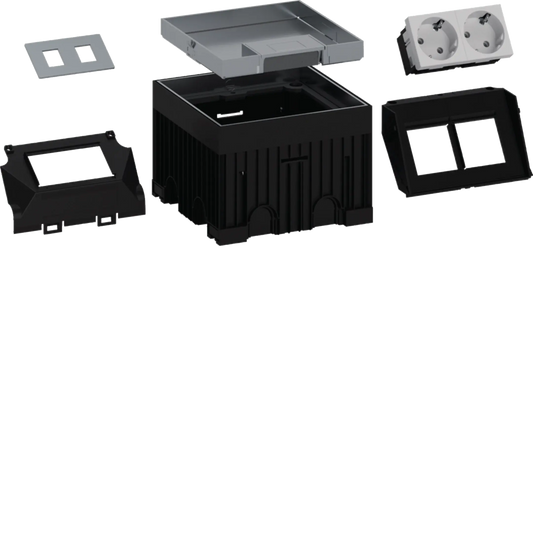 UD-ZuHause mini Set mit bestückter Edelstahlkassette Q02 LE m. Belagstiefe 15mm | Hager