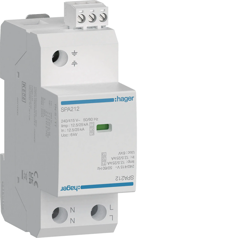 Überspannungsableiter T1+T2+T3 2P 12.5kA FM TNS/TT | Hager